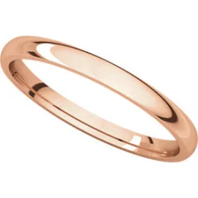 14K Rose 2mm Light Comfort Fit Band