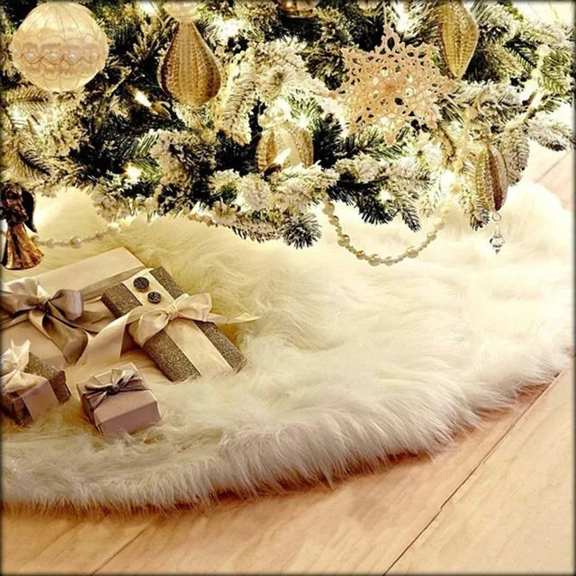 150cm Christmas Snow Plush Tree Skirt Xmas Base Floor Mat Cover Decor