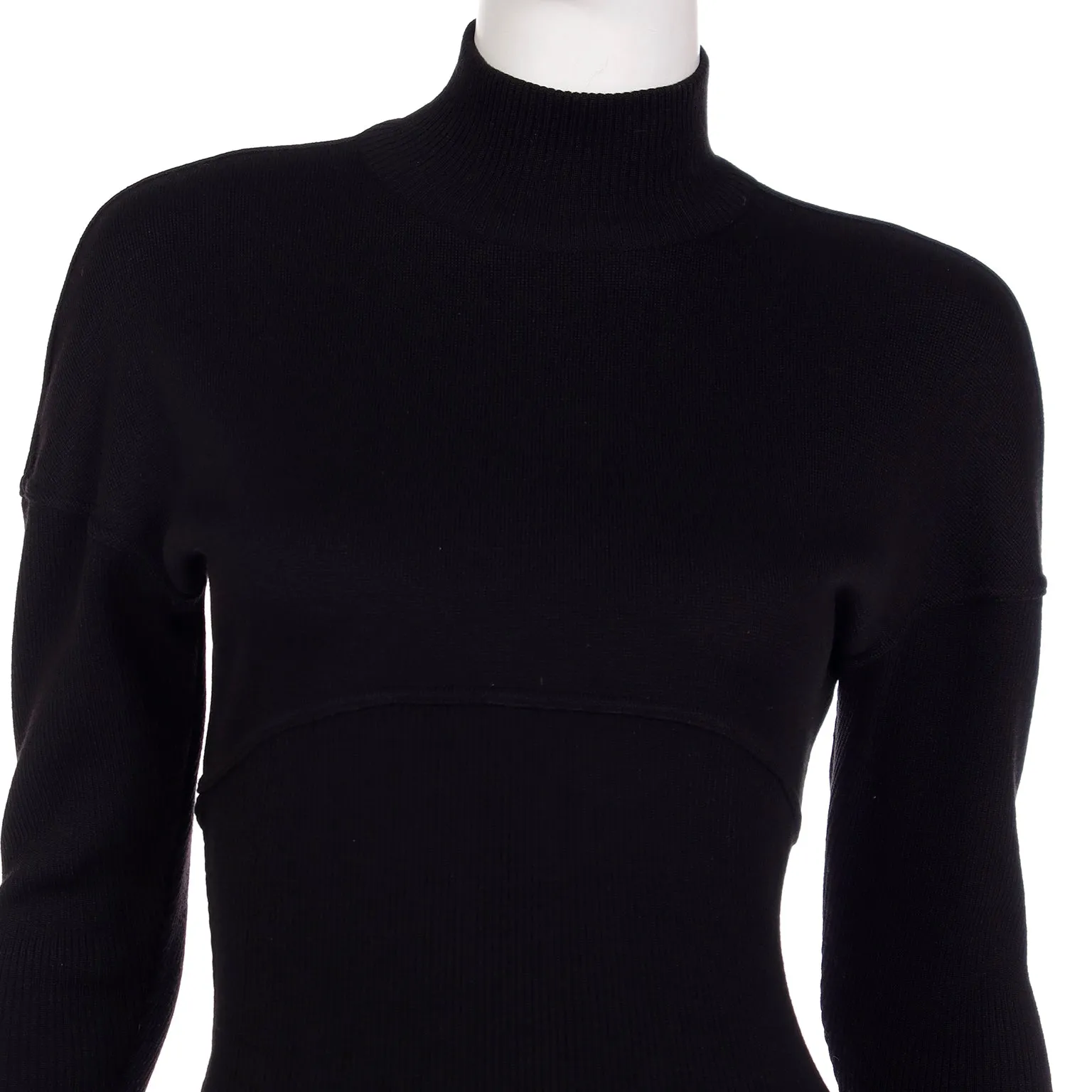 1986 Azzedine Alaia Black Stretch Bodycon Zipper Runway Dress