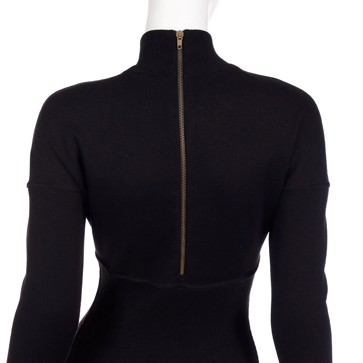 1986 Azzedine Alaia Black Stretch Bodycon Zipper Runway Dress