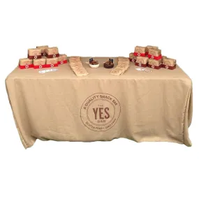 4' Custom Printed Burlap Fitted Table Cover - Single Color Print