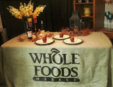 5' Custom Printed Burlap Table Throw - Single Color Print