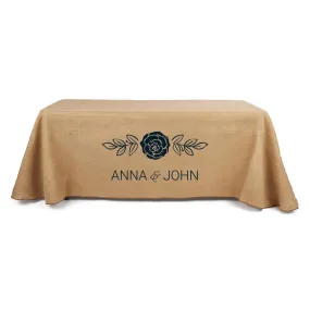 5' Custom Printed Burlap Table Throw - Single Color Print