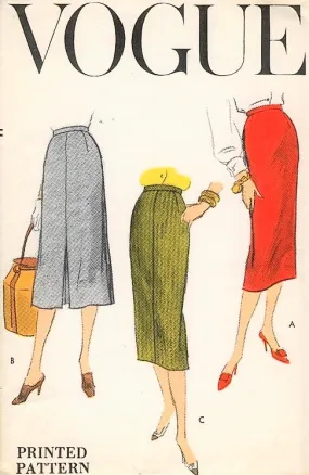 50s FAB Slim Skirts Pattern VOGUE 8965 Three Styles Waist 26 Easy To Make Vintage Sewing Pattern