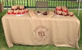 6' Custom Printed Burlap Fitted Table Cover - Single Color Print