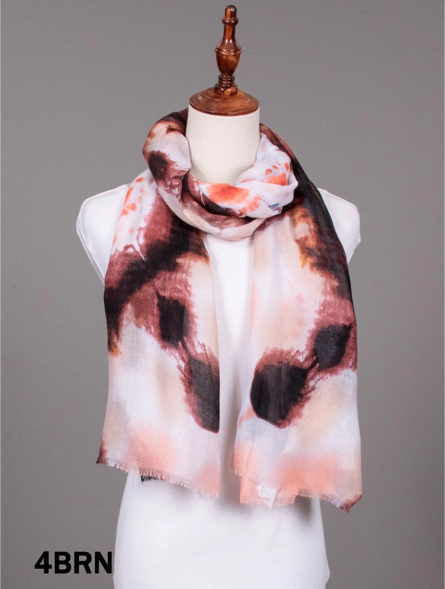 Accessories, SF18384BRN, Tie Dye Dreamcatcher Scarf Brown