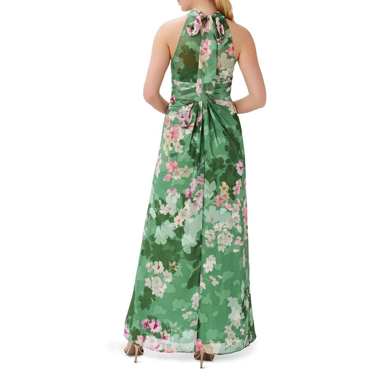 Adrianna Papell Floral Burnout Chiffon Gown