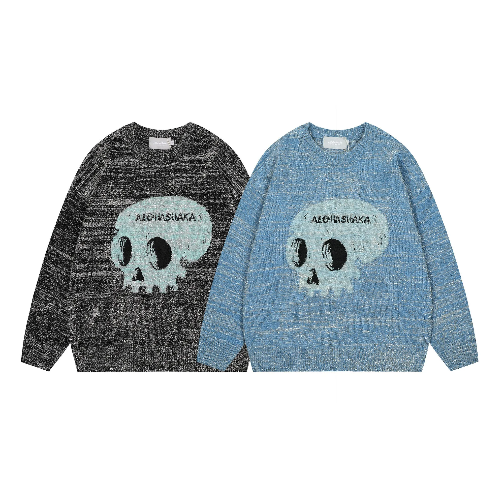 Aloha Shaka Silver Fur Skull Sweater