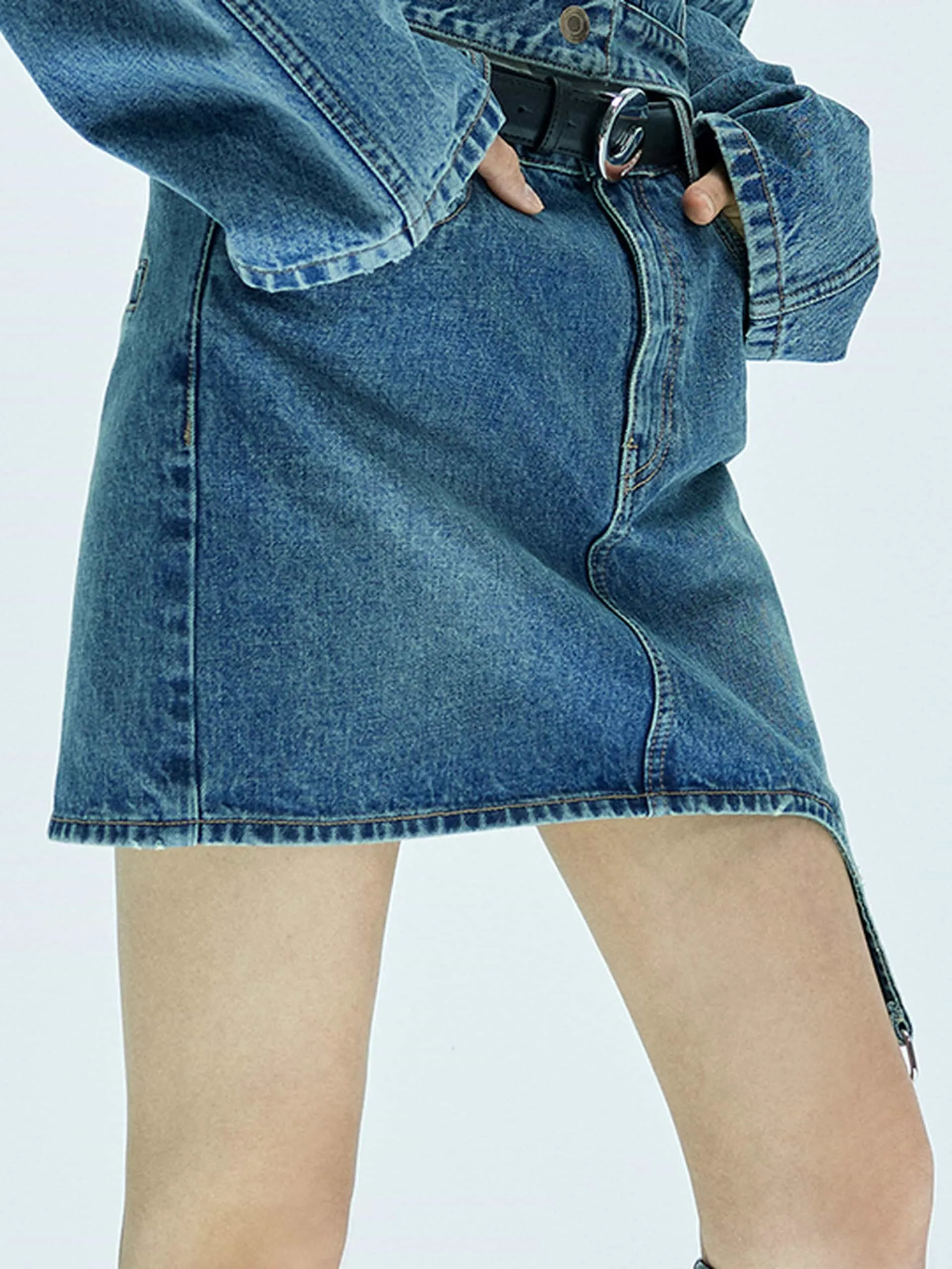 Asymmetric Cotton Mini Skirt