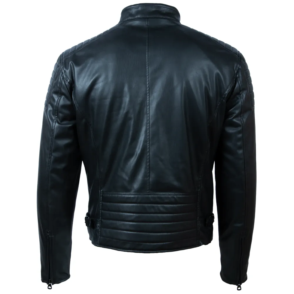 B8P6 Mens Biker Jacket - Black