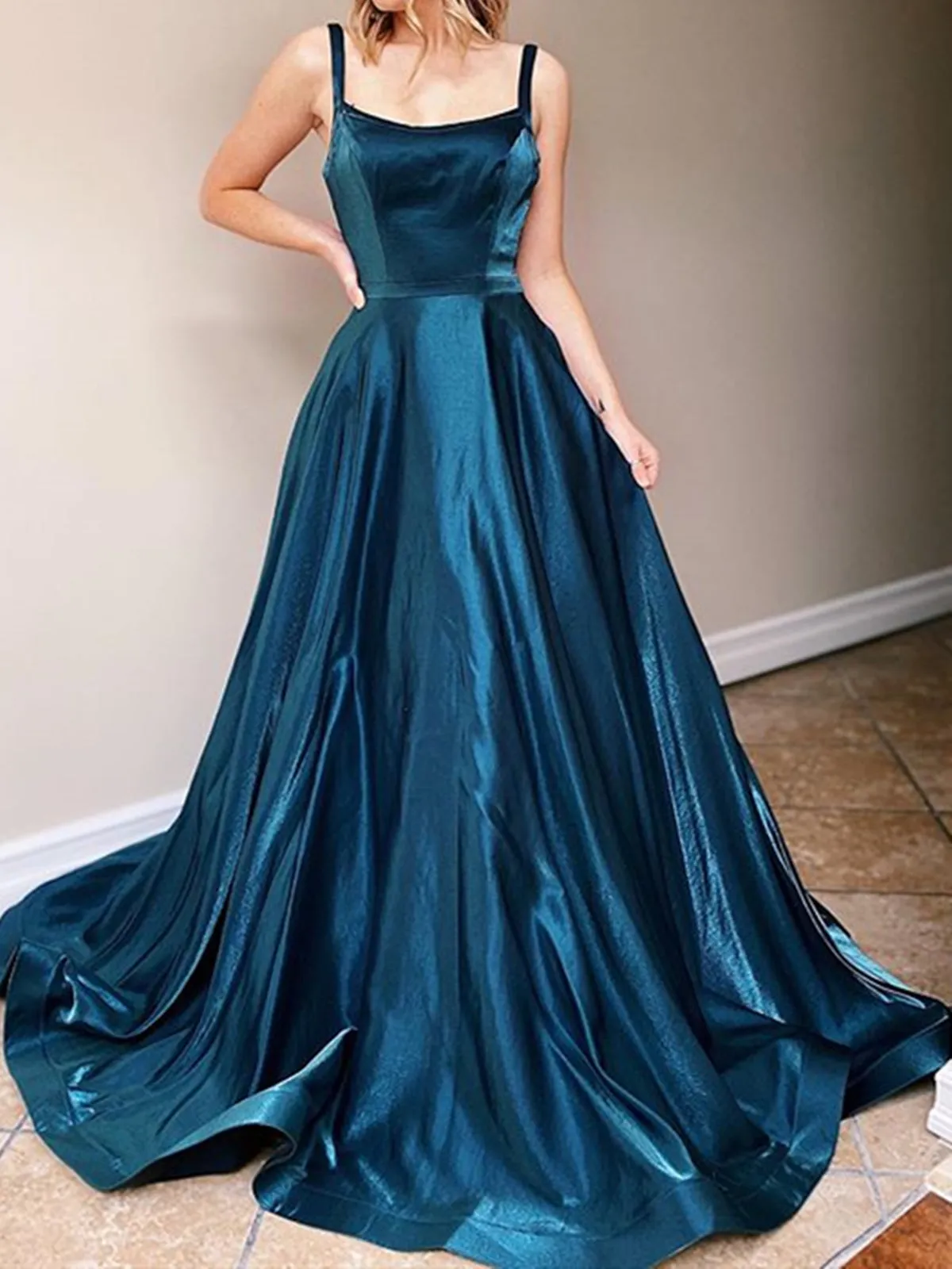 Backless Dark Emerald Green Long Prom, Dark Emerald Green Long Formal Evening