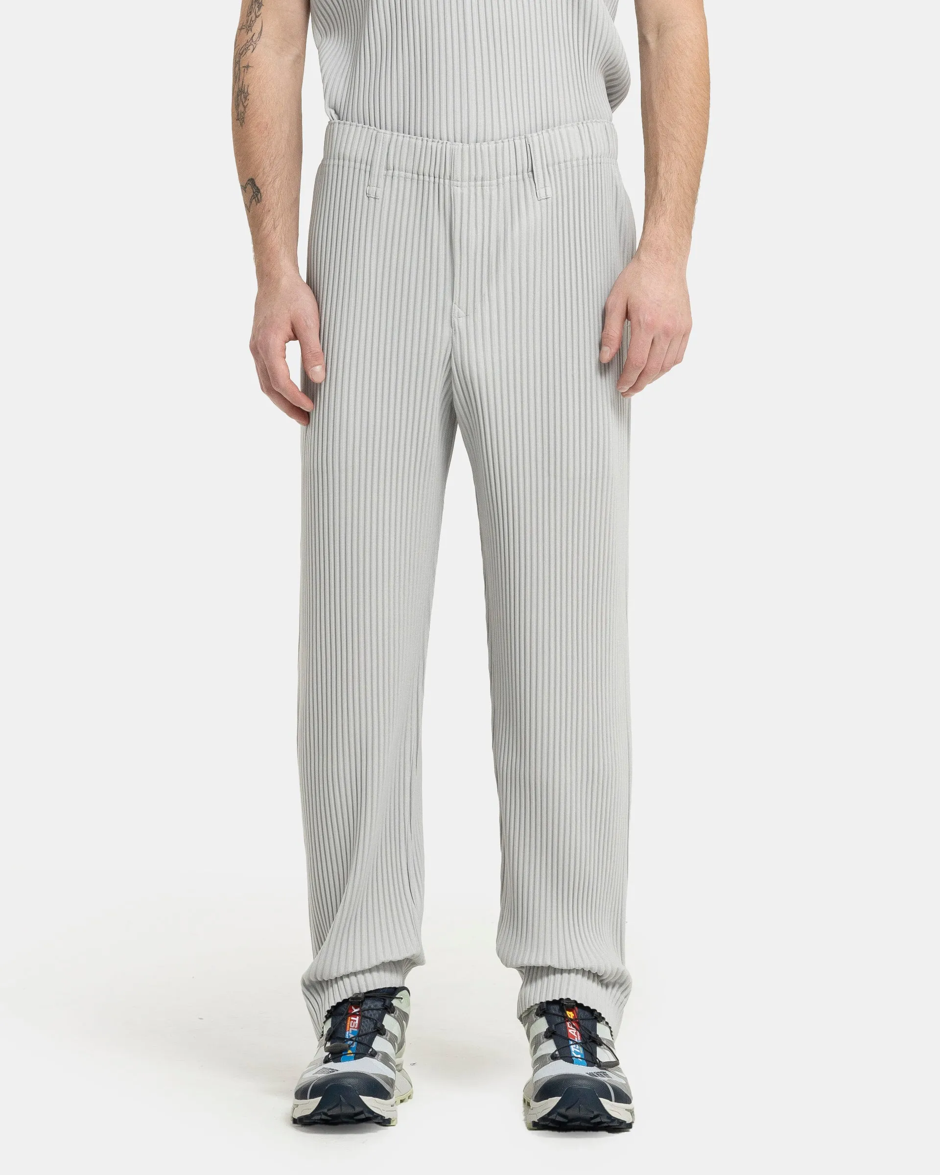 Basic Pleated Trouser in Light Grey