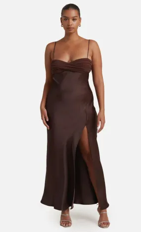 Bec & Bridge Julieta Silk Maxi Dress in Chocolate