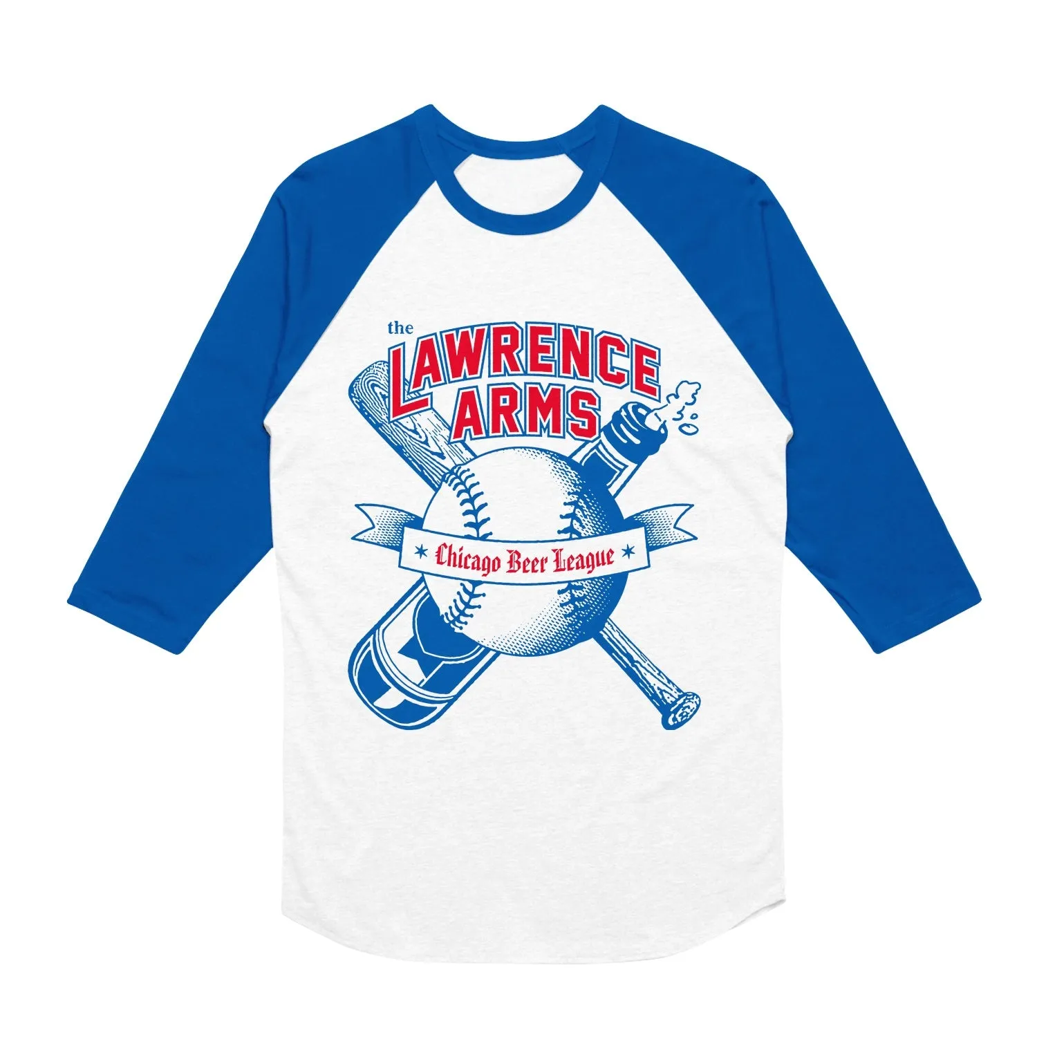 Beer League White/Royal Baseball Tee