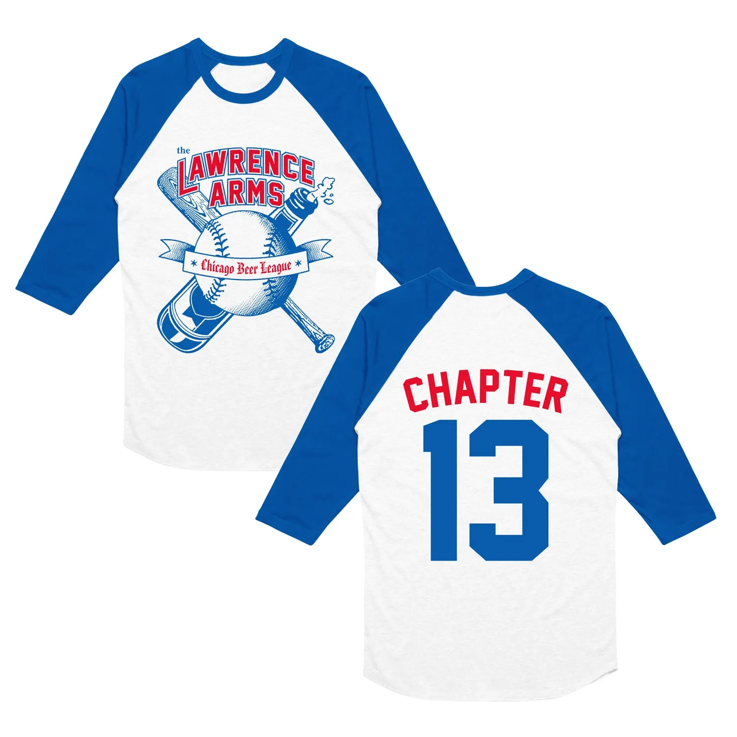 Beer League White/Royal Baseball Tee