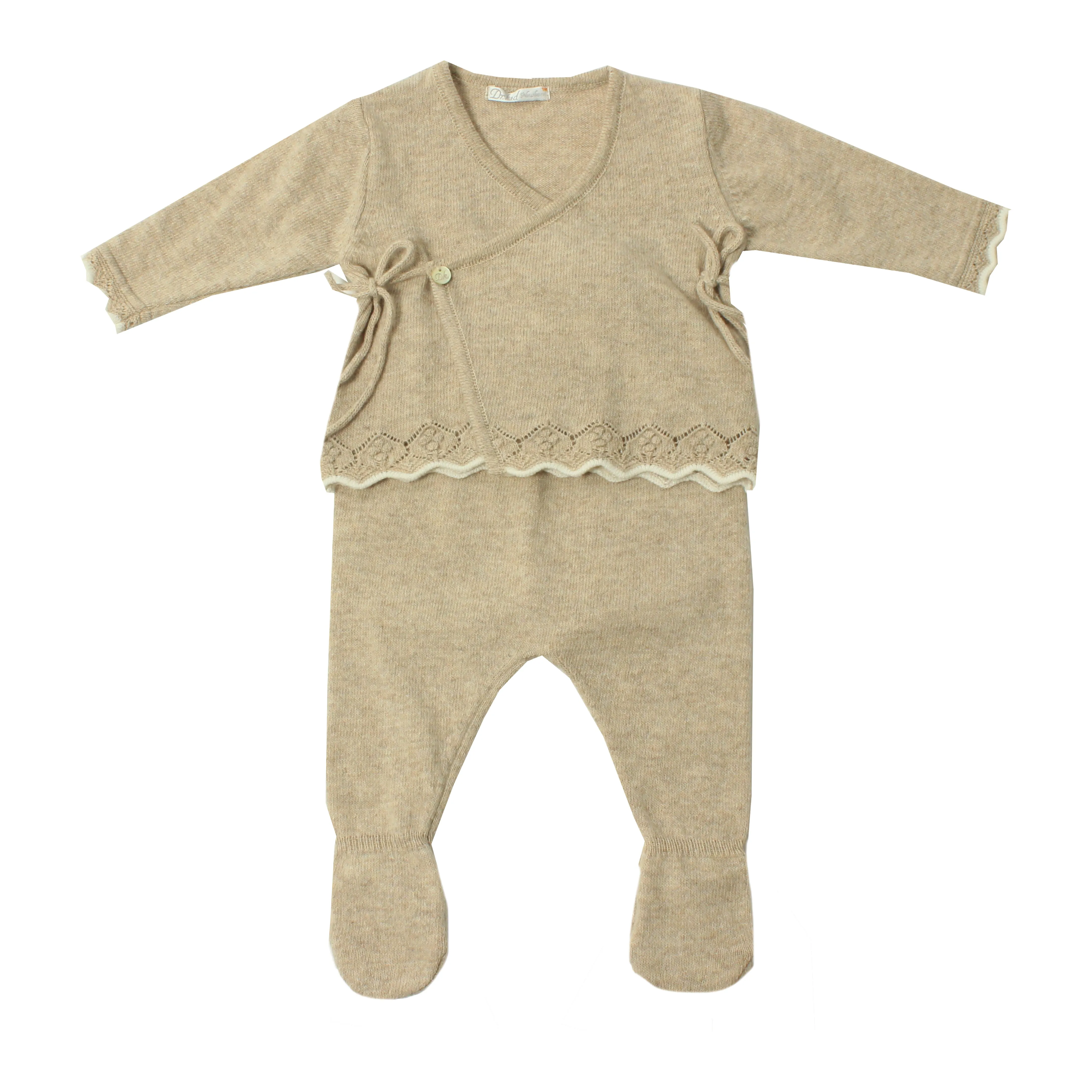 Beige Knit Footie