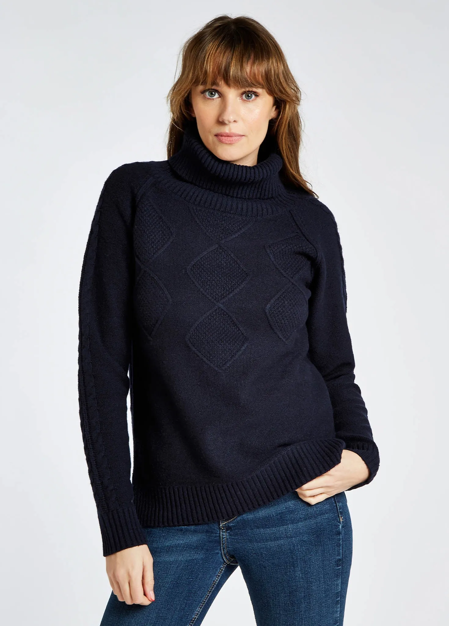 Belleek Chunky Roll Neck Sweater - Navy