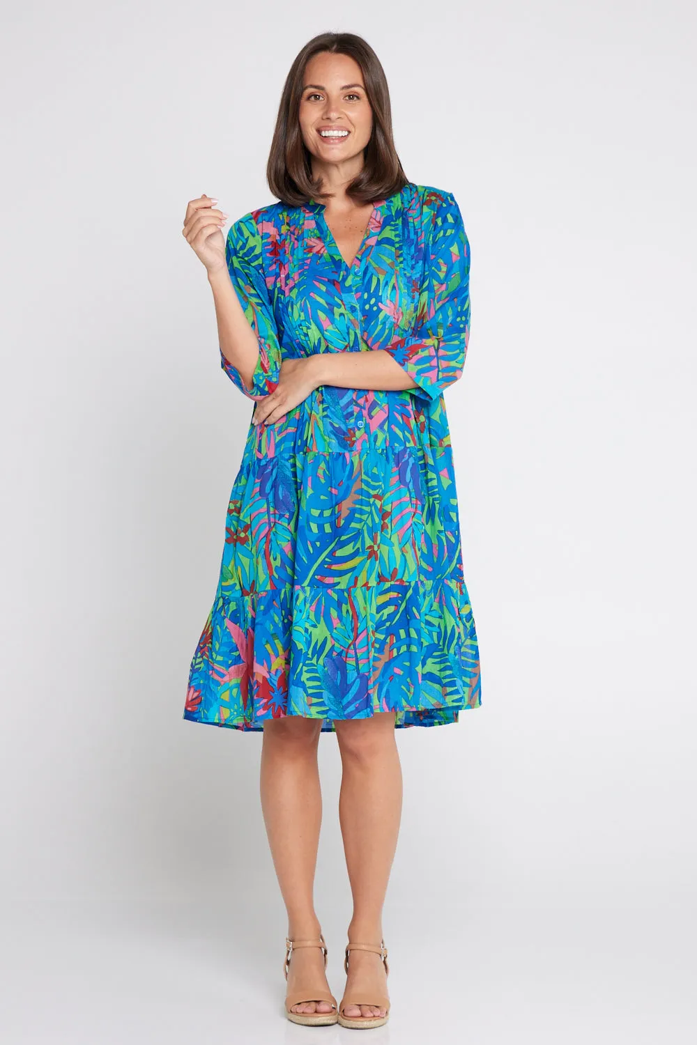 Beth Pleated Drop Waist Dress - Rio Jungle