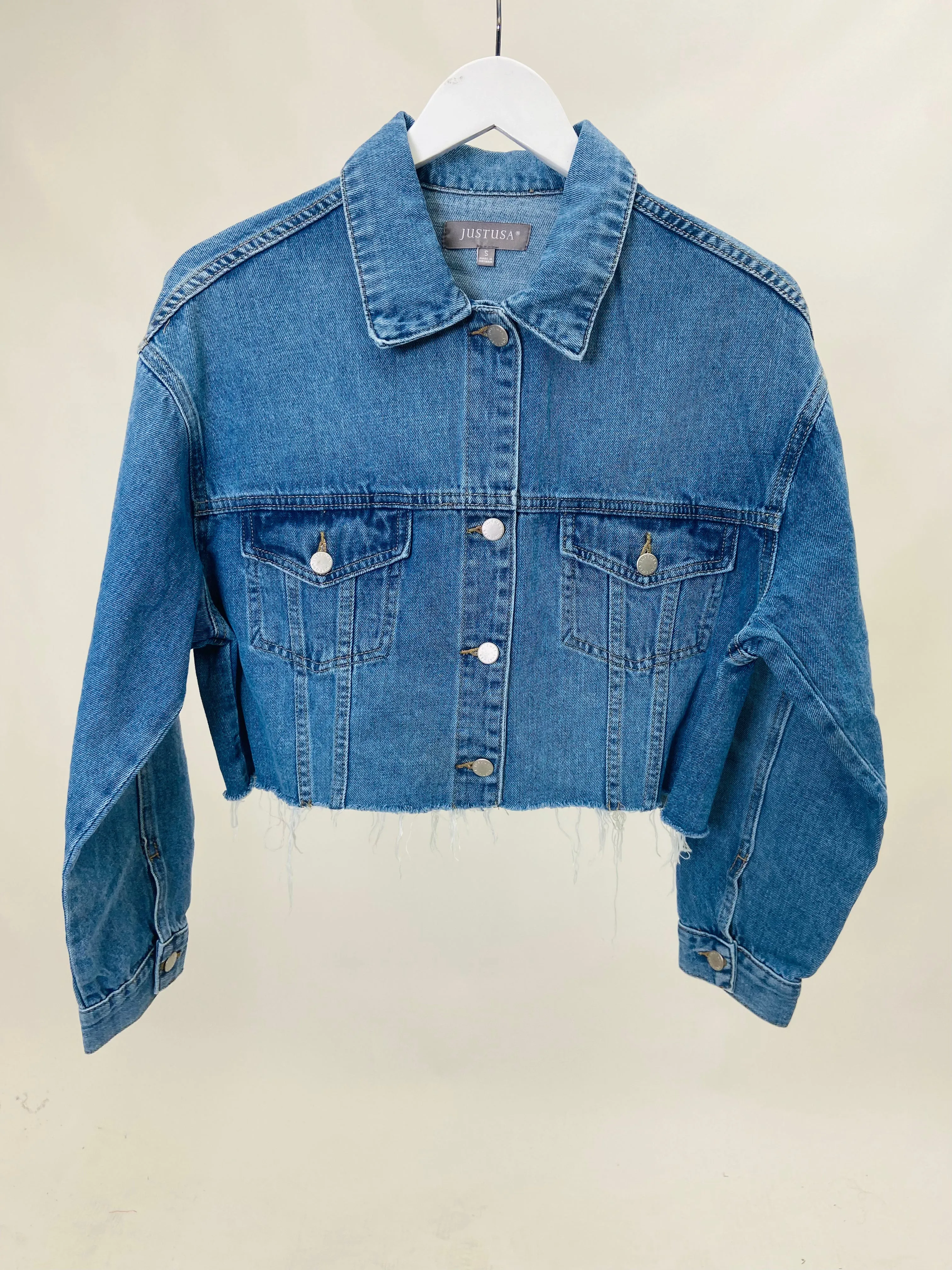 Better Off Cropped Jacket Medium Denim