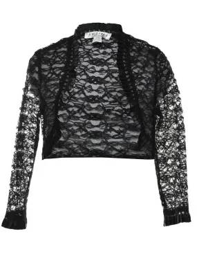 Black Lace Cropped Jacket - M