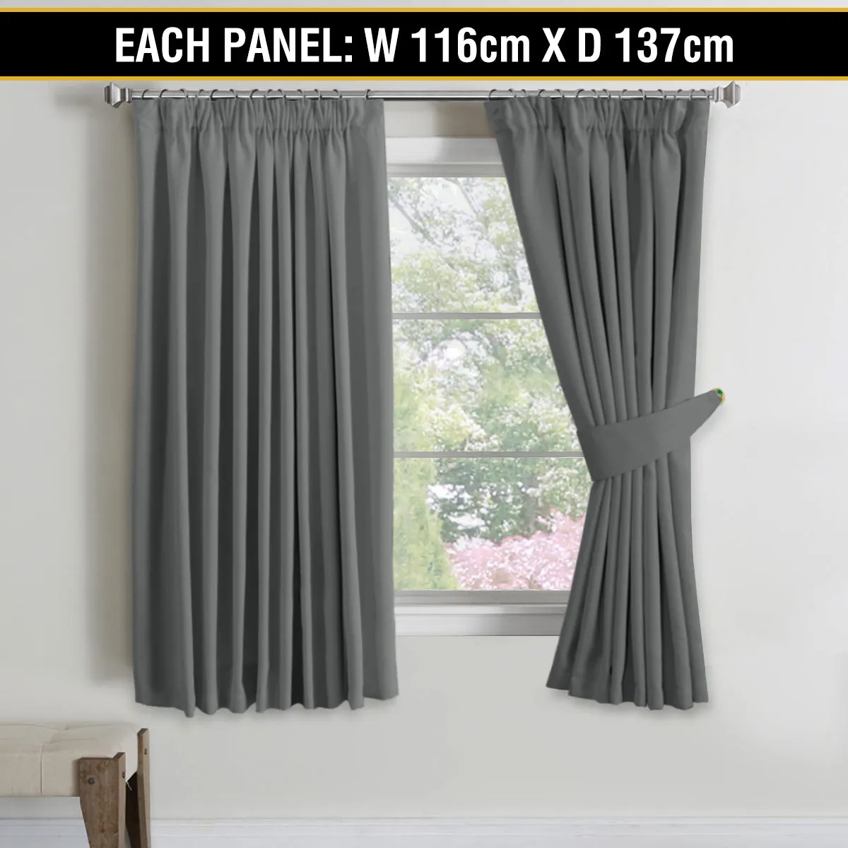 Blockout Curtains Bedroom Blackout Curtains Pencil Pleat Thermal Insulated Pair