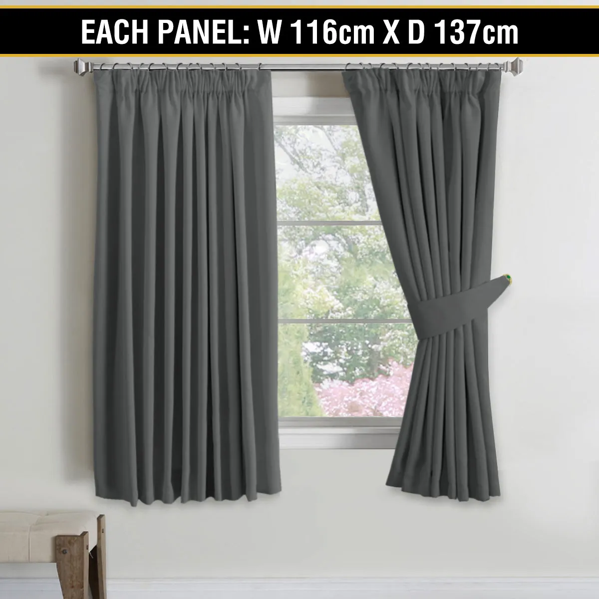 Blockout Curtains Bedroom Blackout Curtains Pencil Pleat Thermal Insulated Pair