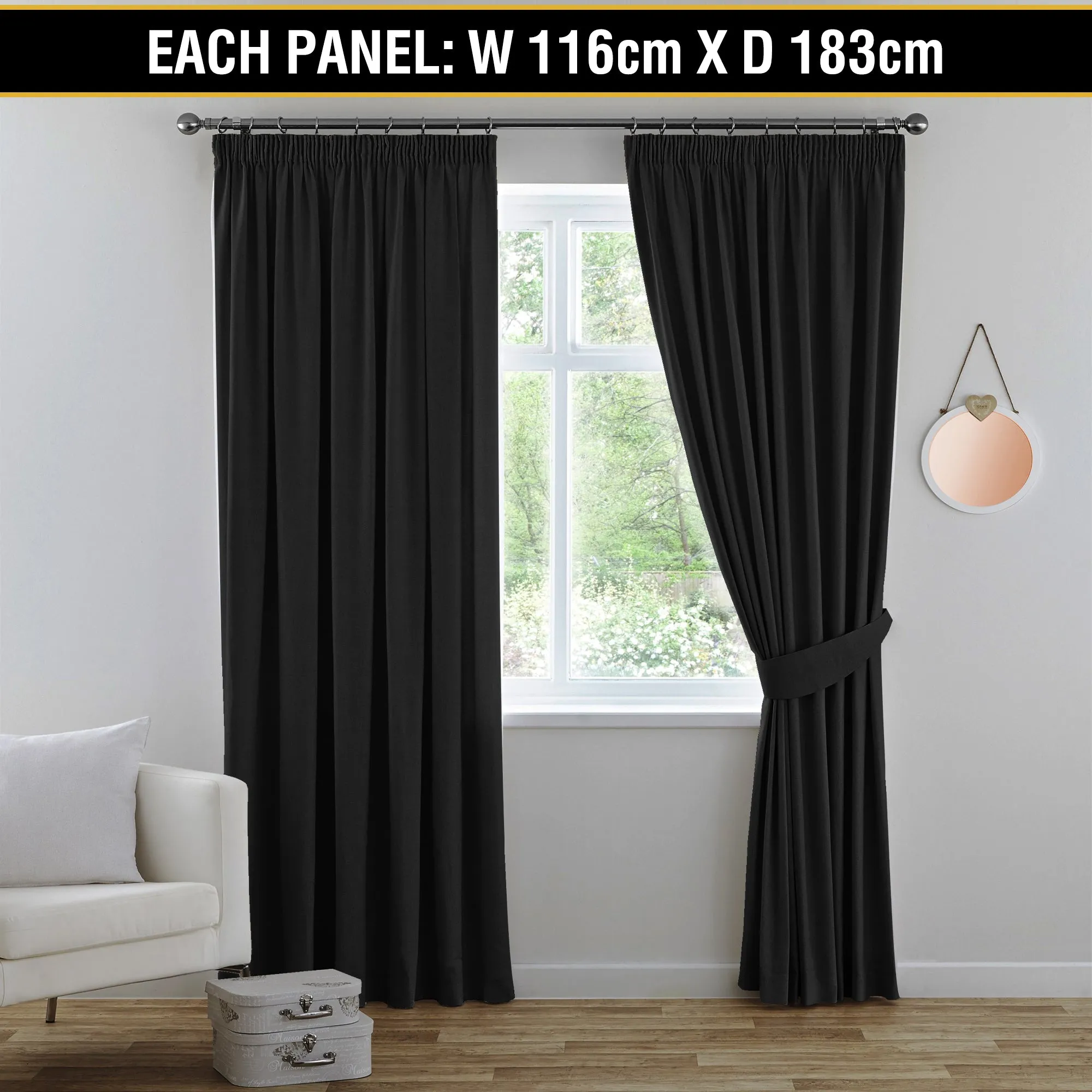 Blockout Curtains Bedroom Blackout Curtains Pencil Pleat Thermal Insulated Pair