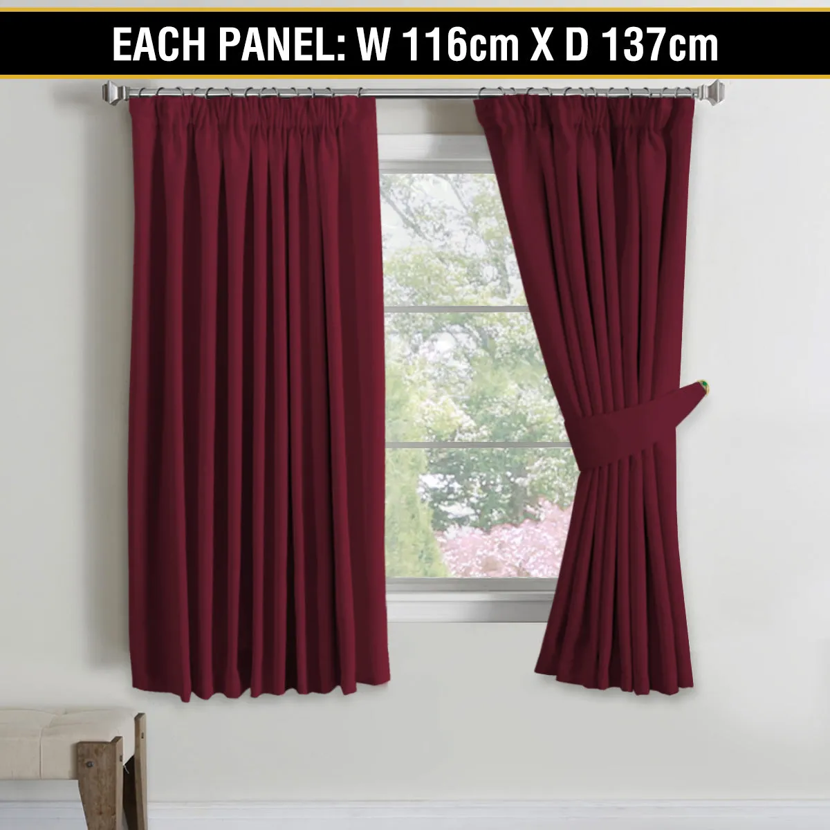 Blockout Curtains Bedroom Blackout Curtains Pencil Pleat Thermal Insulated Pair