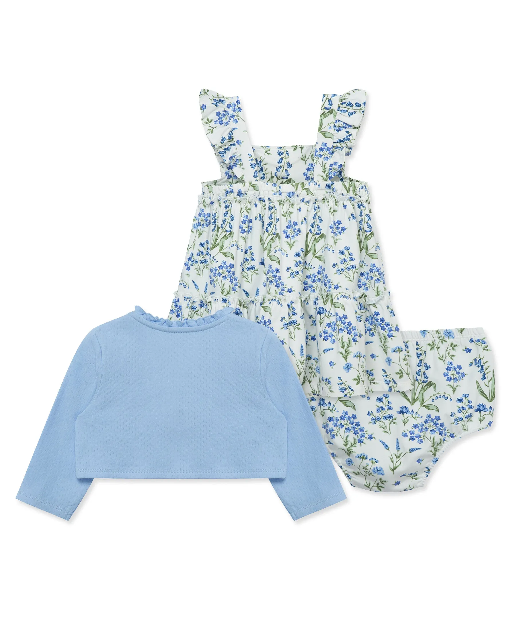 Blue Floral Knit Dress Set (12M-24M)