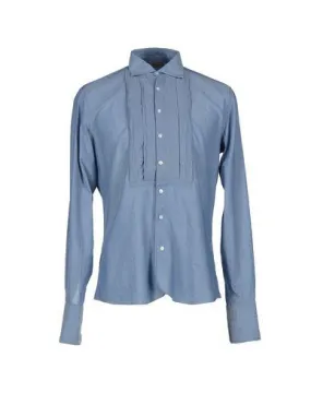 Boglioli Man Shirt Slate blue 15 ¾ inches-neck