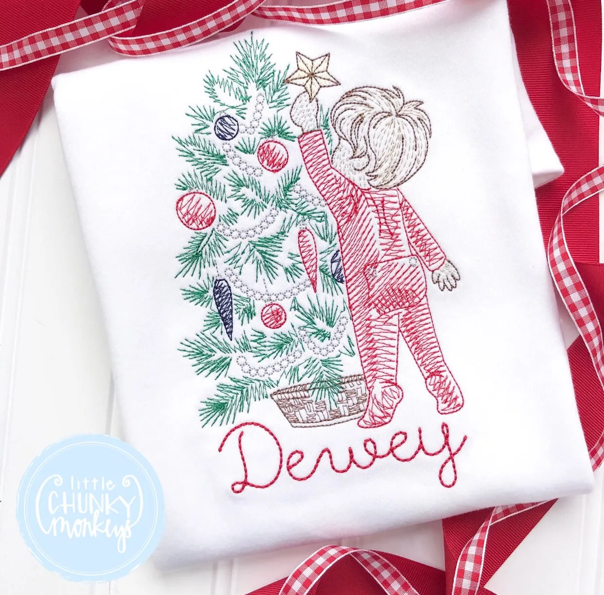 Boy Shirt - Vintage Boy Christmas Tree