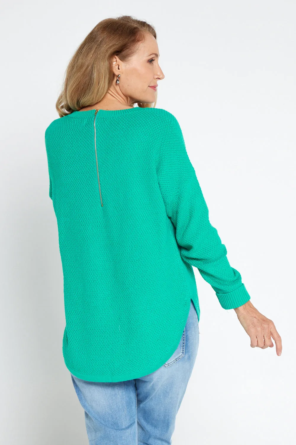 Brenda Waffle Knit - Jade Green