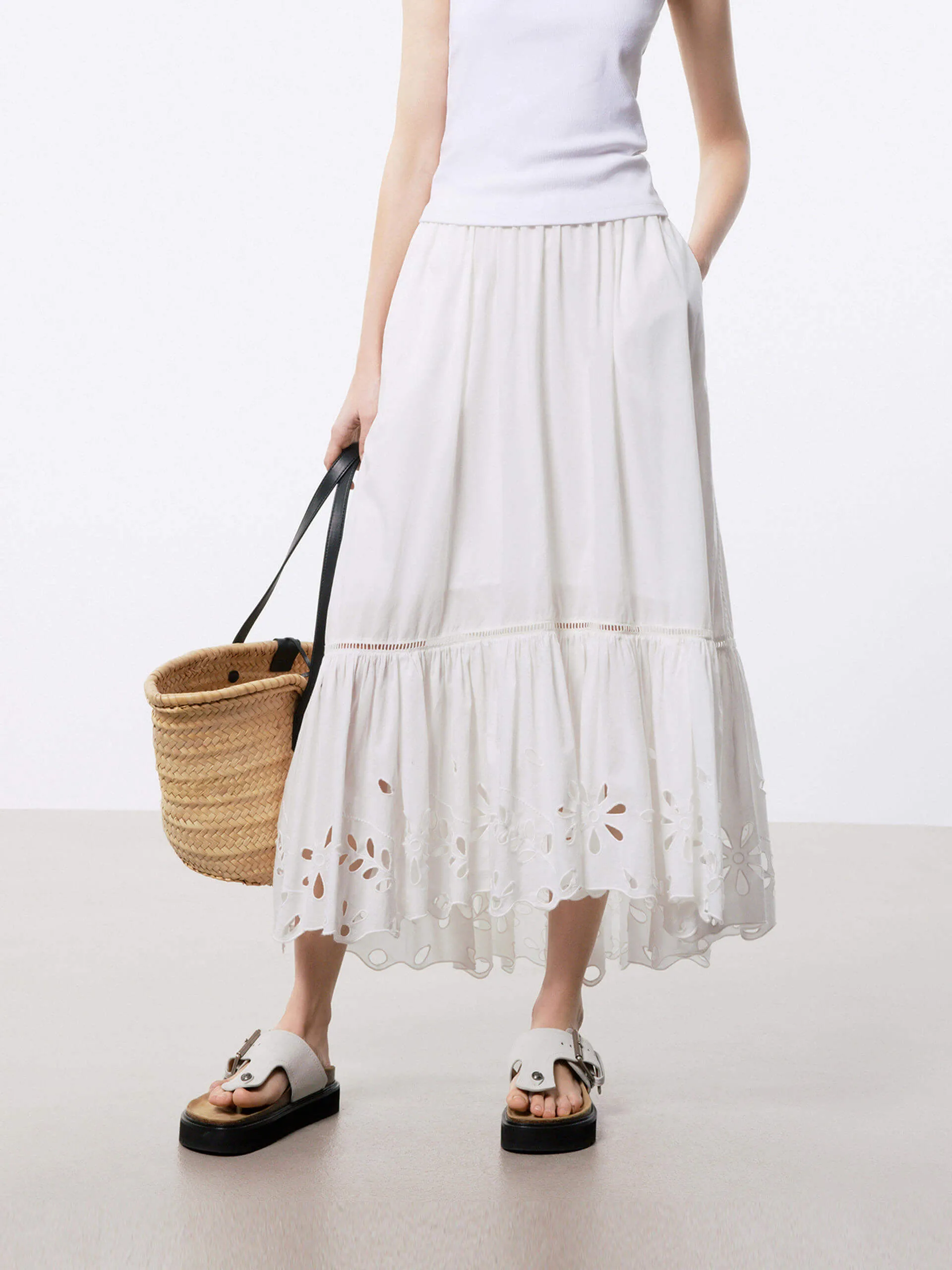 Broderie Anglaise Cotton Skirt