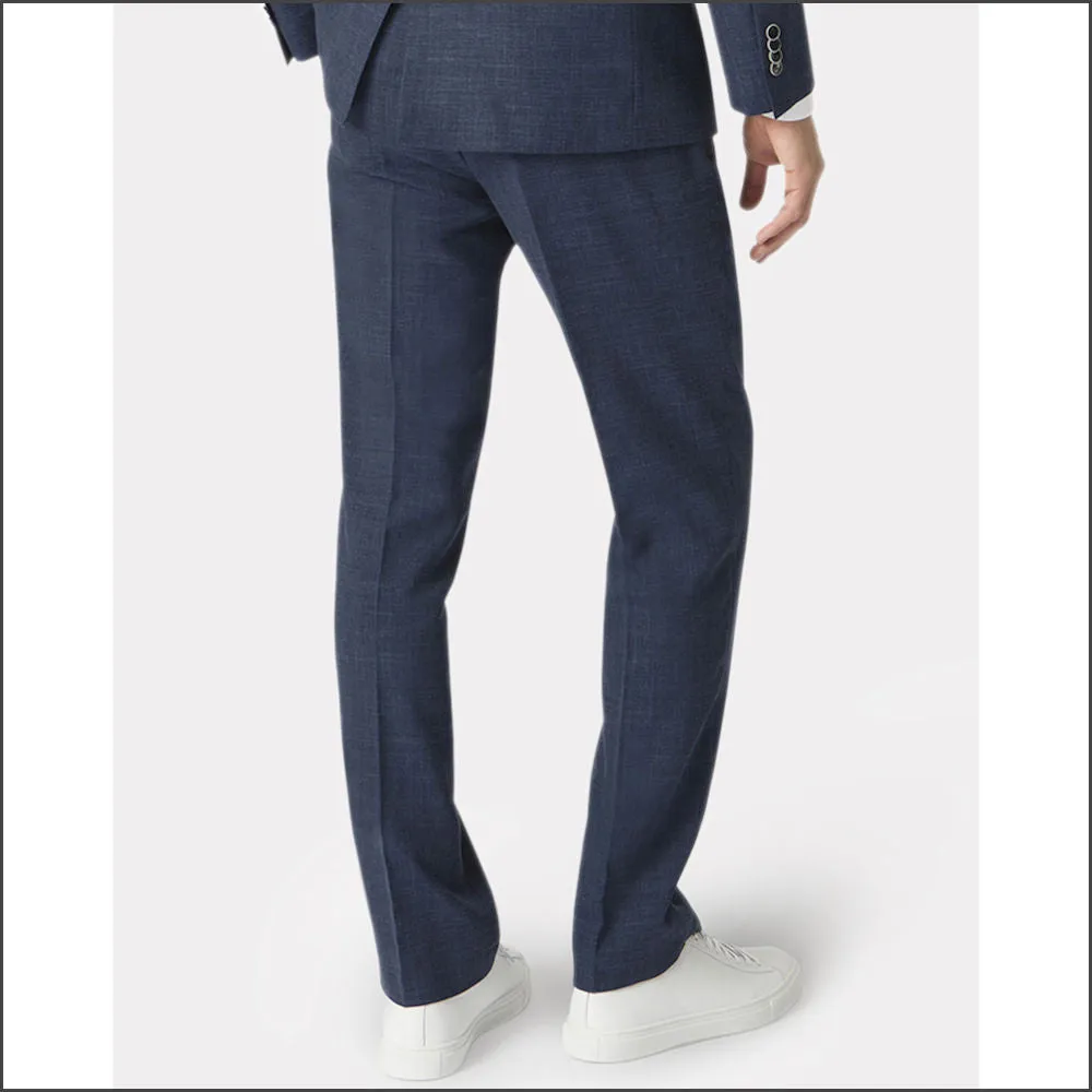 Brook Taverner Constable Tailored Fit Navy Linen Blend Trouser--