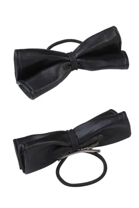 Butterfly Leather Clip/Pony (1 pc) - Black