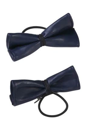 Butterfly Leather Clip/Pony (1 pc) - Navy