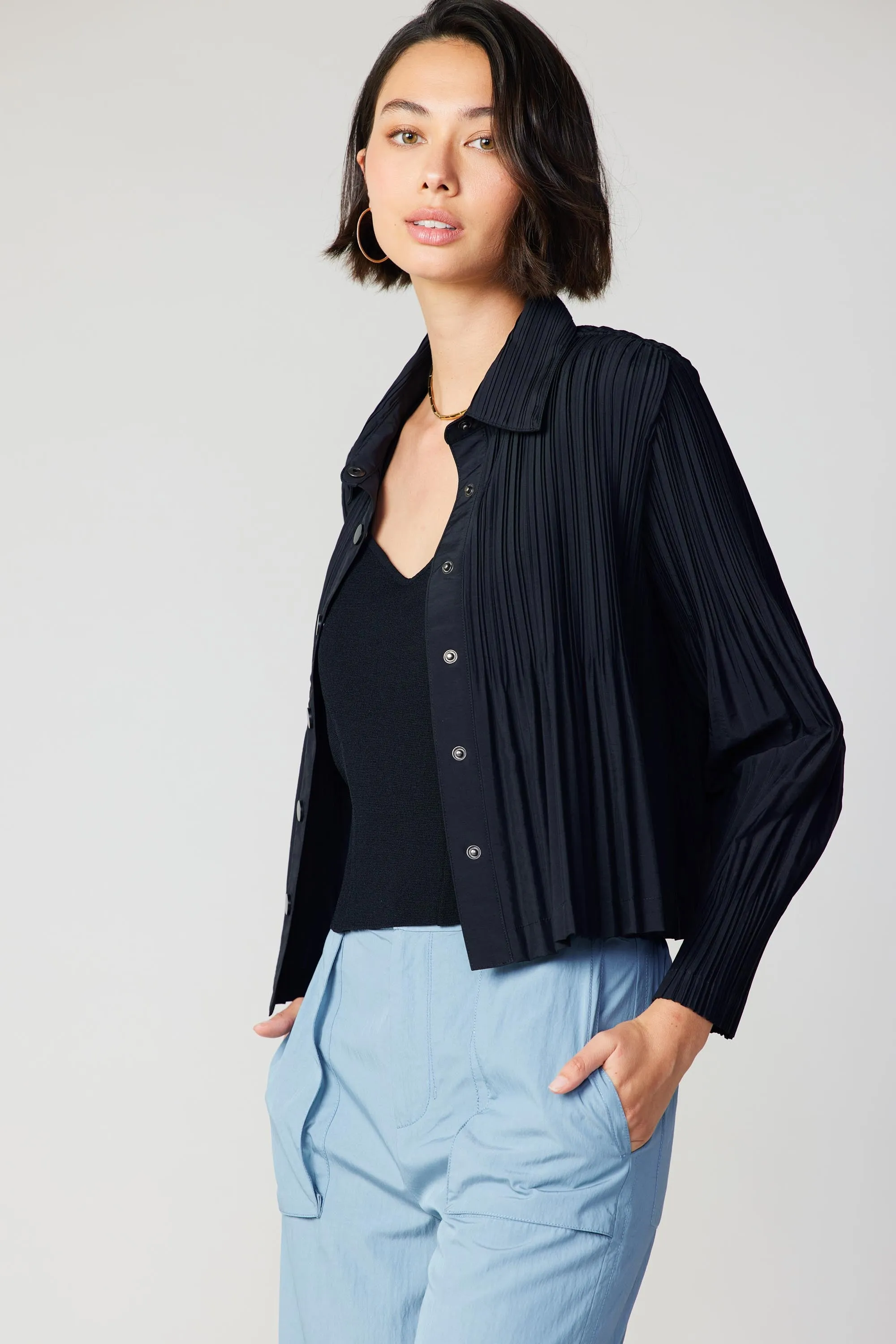 Button Down Pleated Top