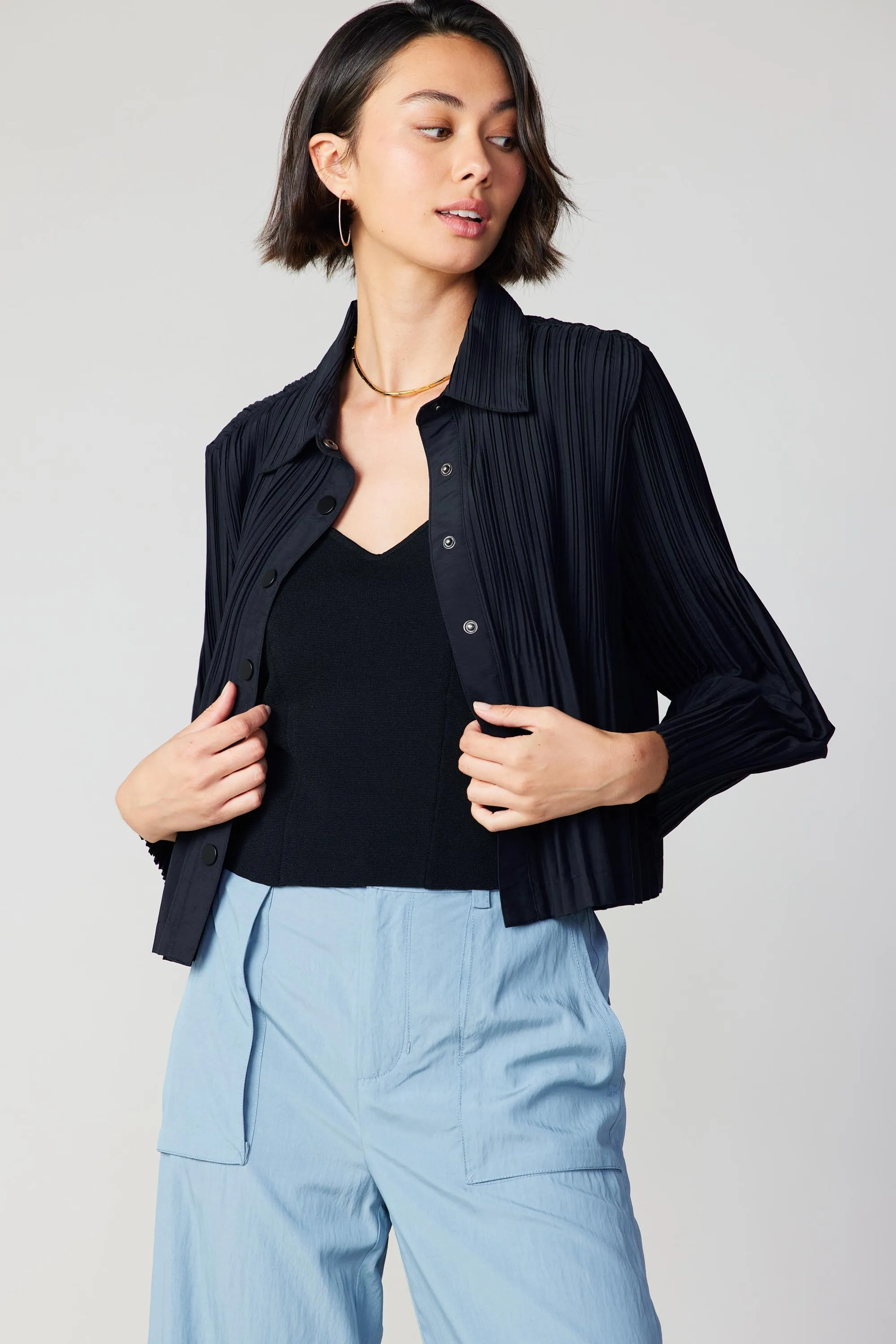 Button Down Pleated Top