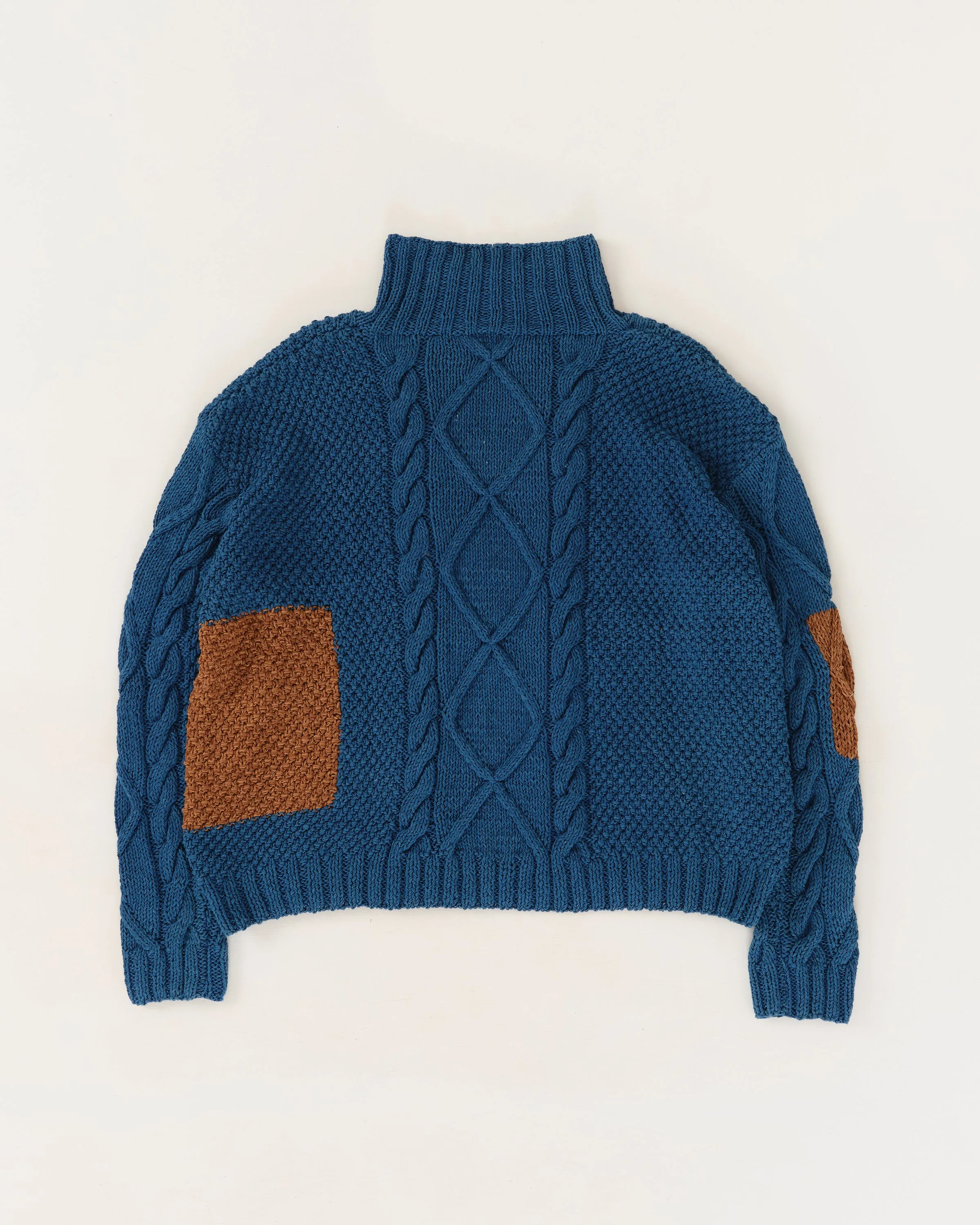 Cable Funnel Neck - Indigo Darn Knit