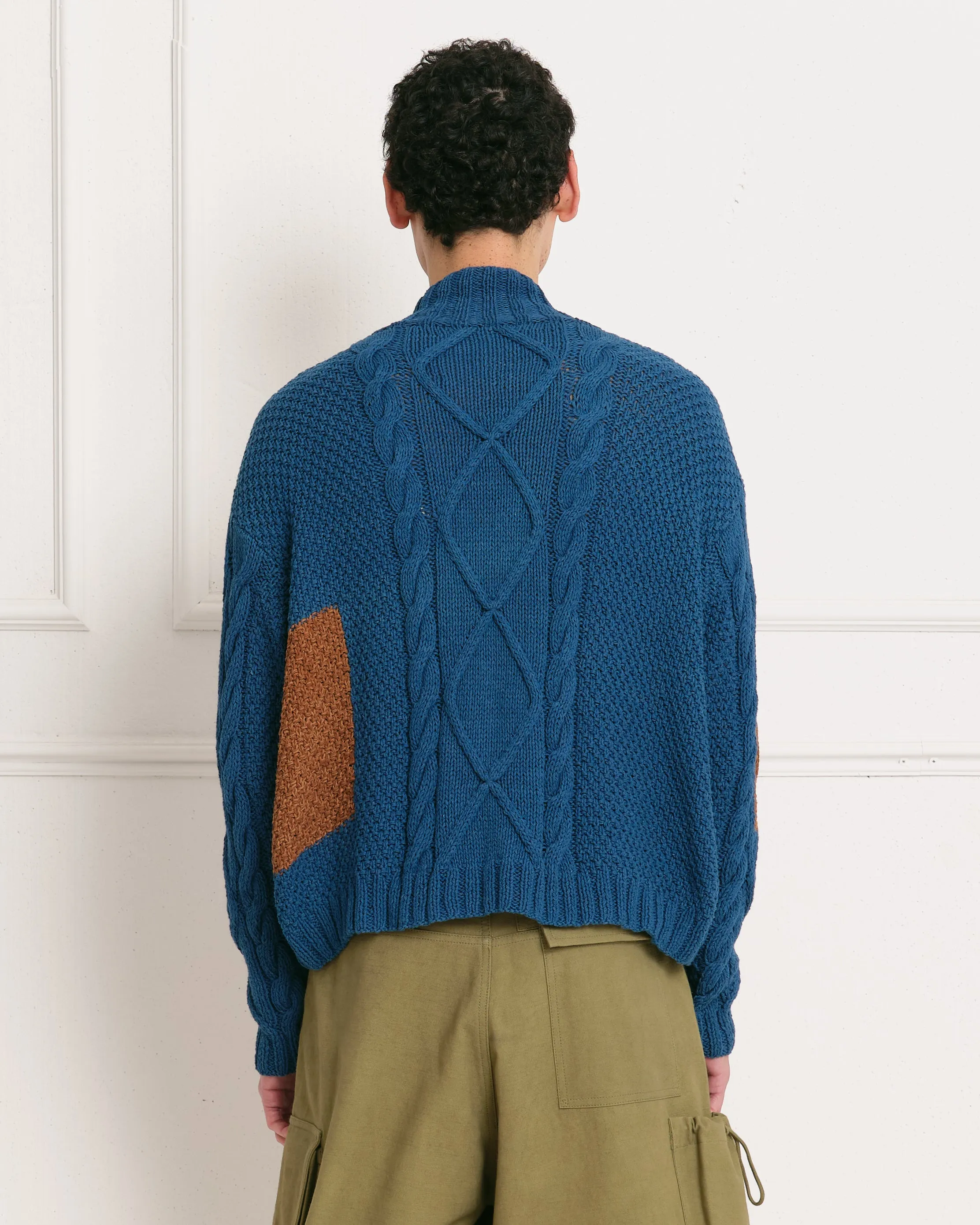 Cable Funnel Neck - Indigo Darn Knit