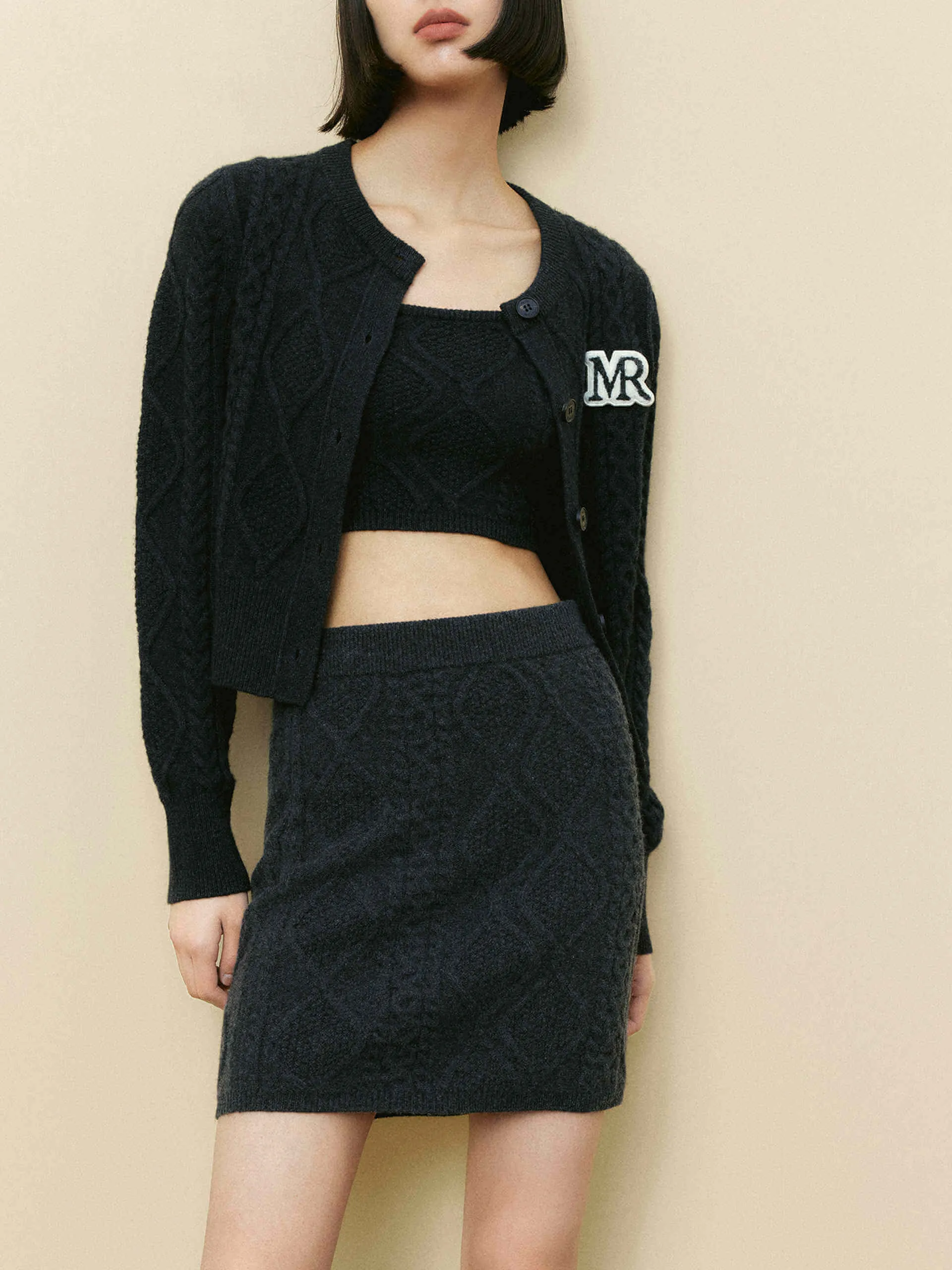 Cable Knit Mini Skirt