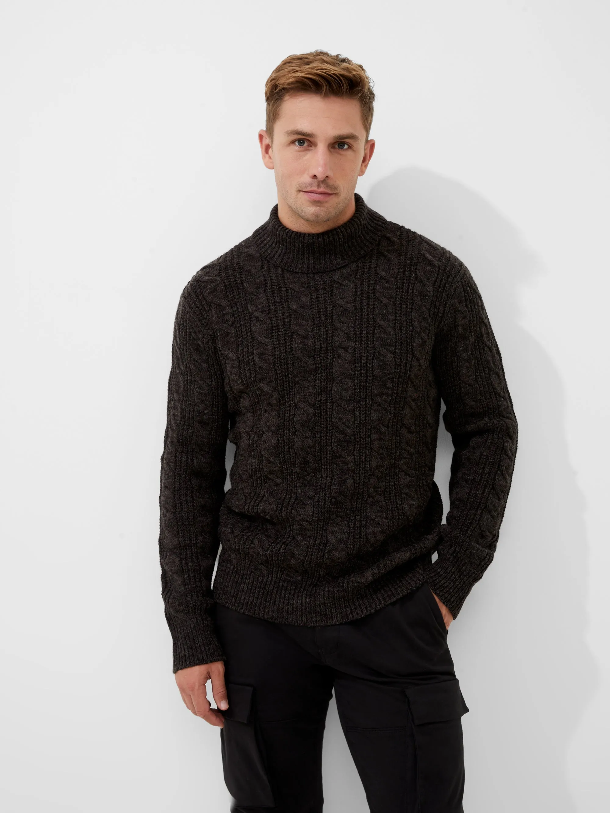 Cable Knit Roll Neck Jumper