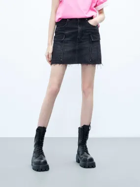 Cargo Pocket Denim Skirt