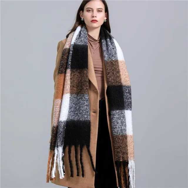 Cashmere Scarf Super Soft Winter Scarves In 30 Different Colors Thick Warm Rainbow Kaleidoscope Color Block Plaid Stripes Homecoming Gemini All Colors With Fancy Spiral Fringe