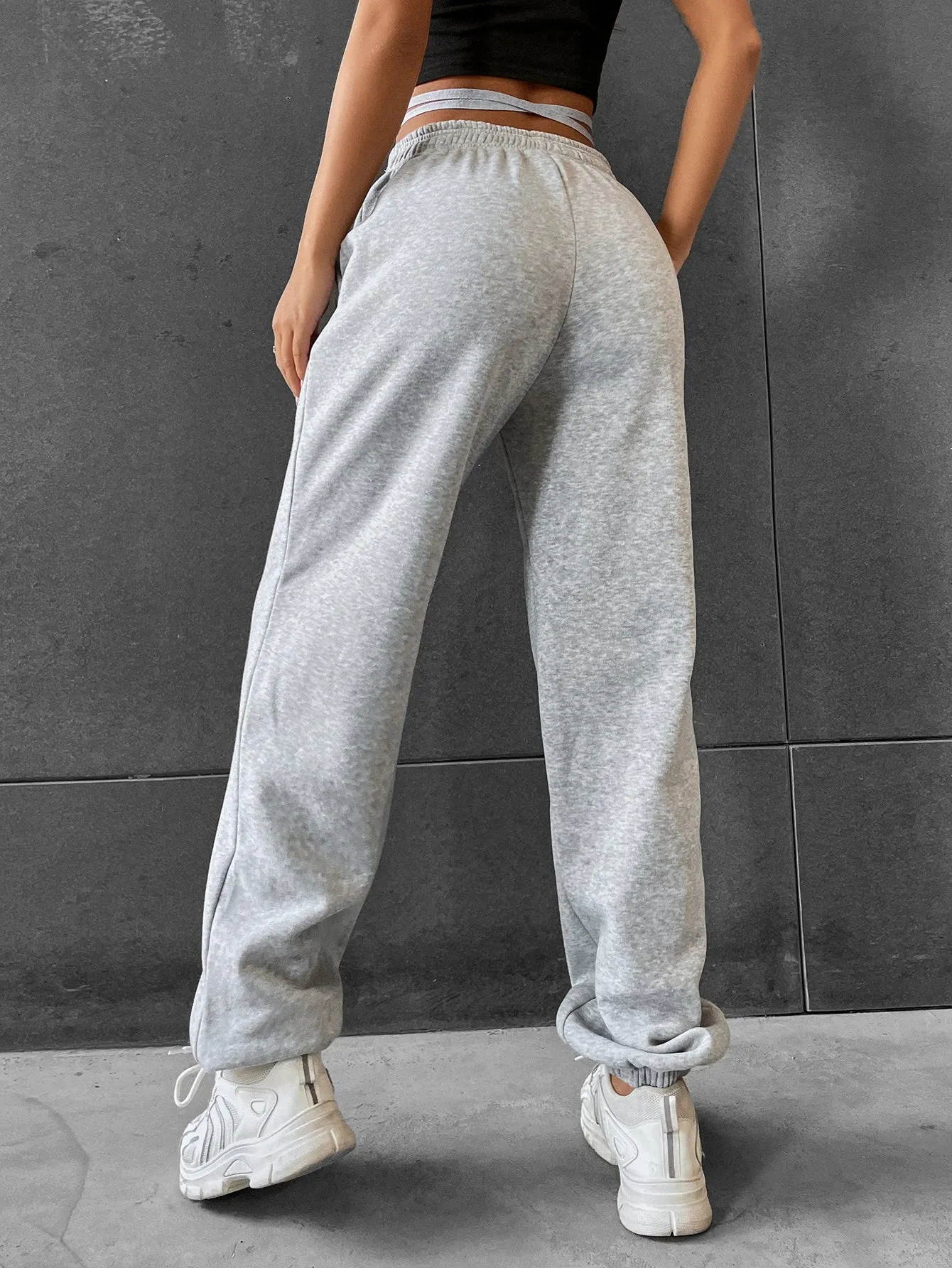 Casual Letter Pocket Natural Long Women Pants