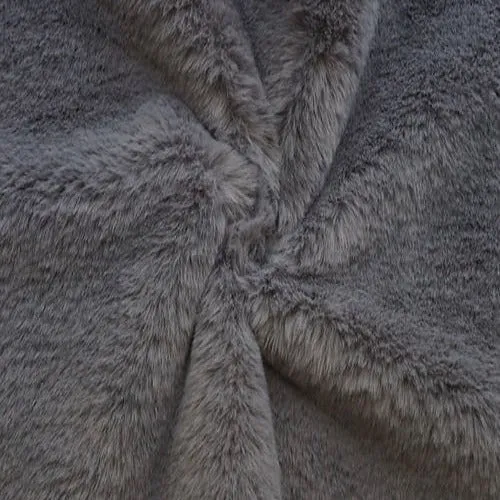 Charcoal Gray Rabbit Soft Plush Short Pile Faux Fur Fabric