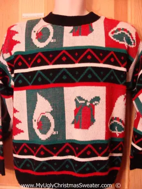 Classic 80s Vintage Red Green Festive Christmas Sweater