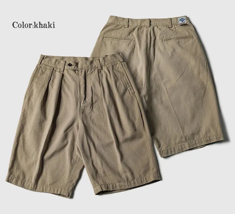 Classic Fit Pleated Front Chino Shorts - Casual Mens Work Wear