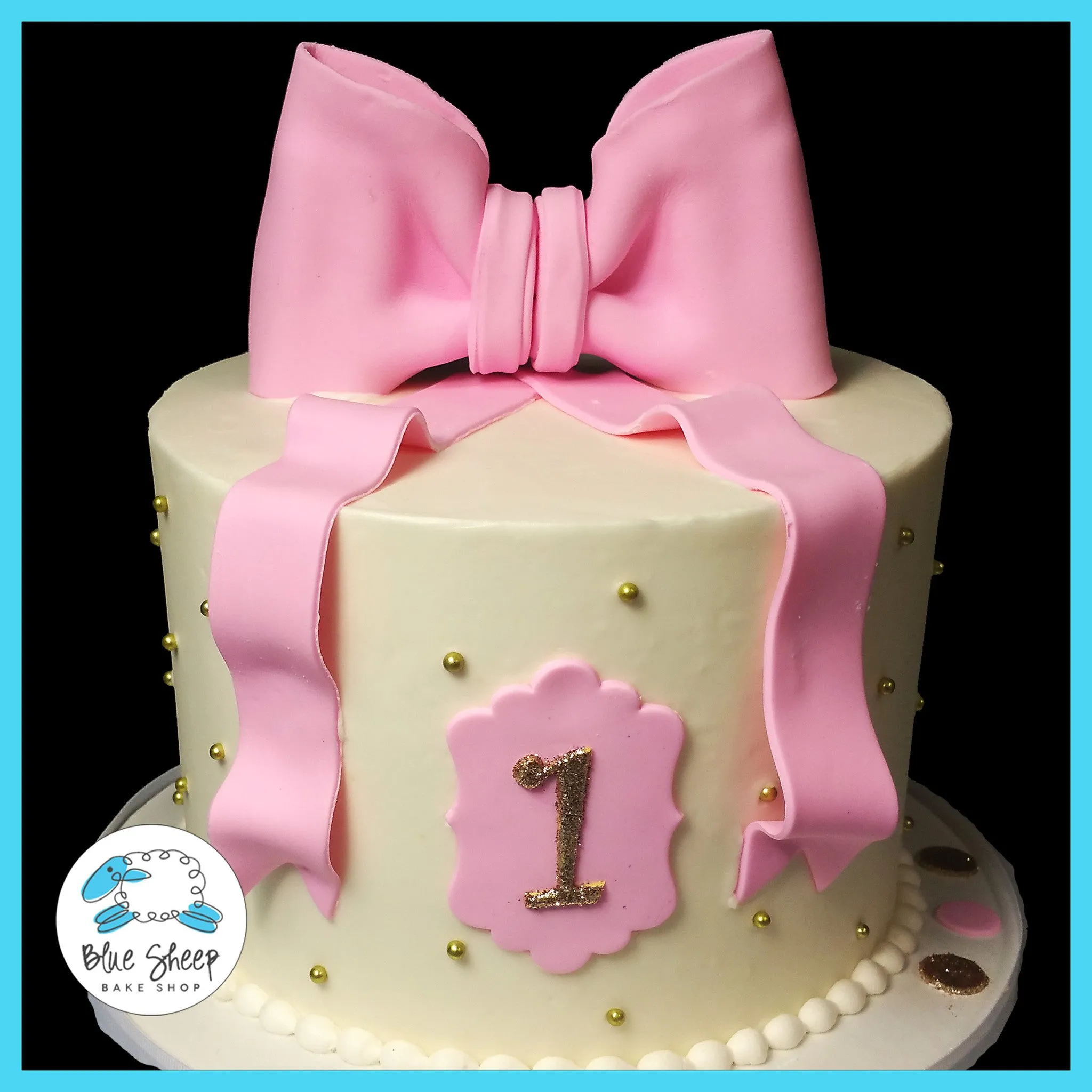 Classic Pink and Gold Buttercream 1st Birthday Cake NJ