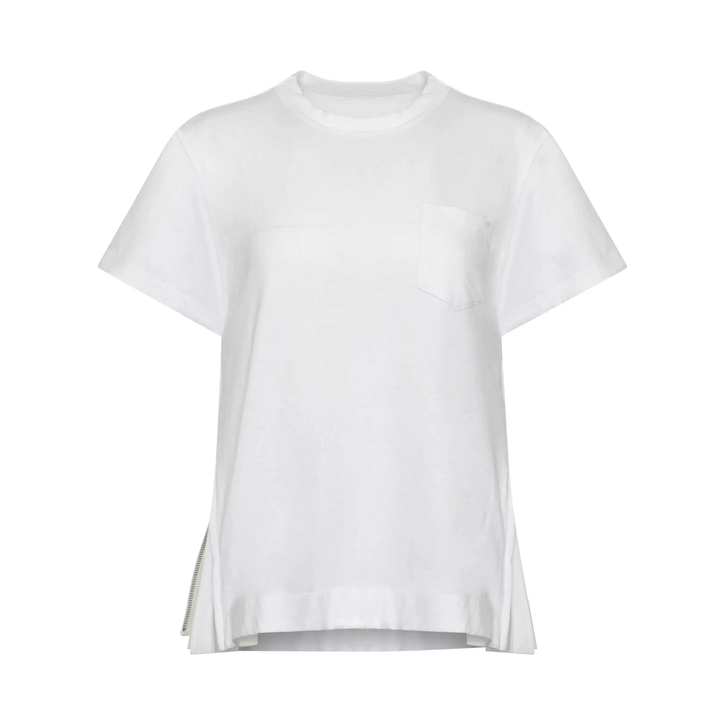 Classic Pleated Side T-Shirt in White